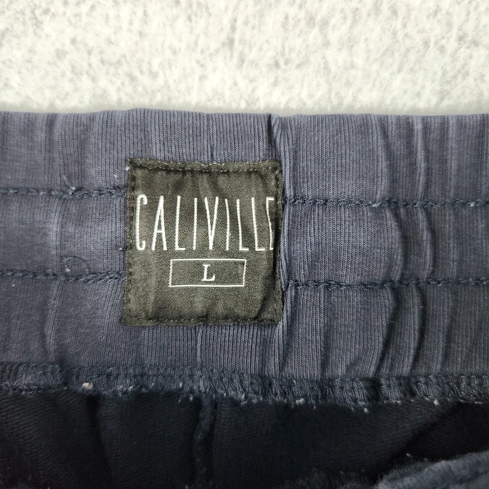 Caliville Joggers Sweatpants Men Large Navy Blue Cotton Stretch Drawstring Waist